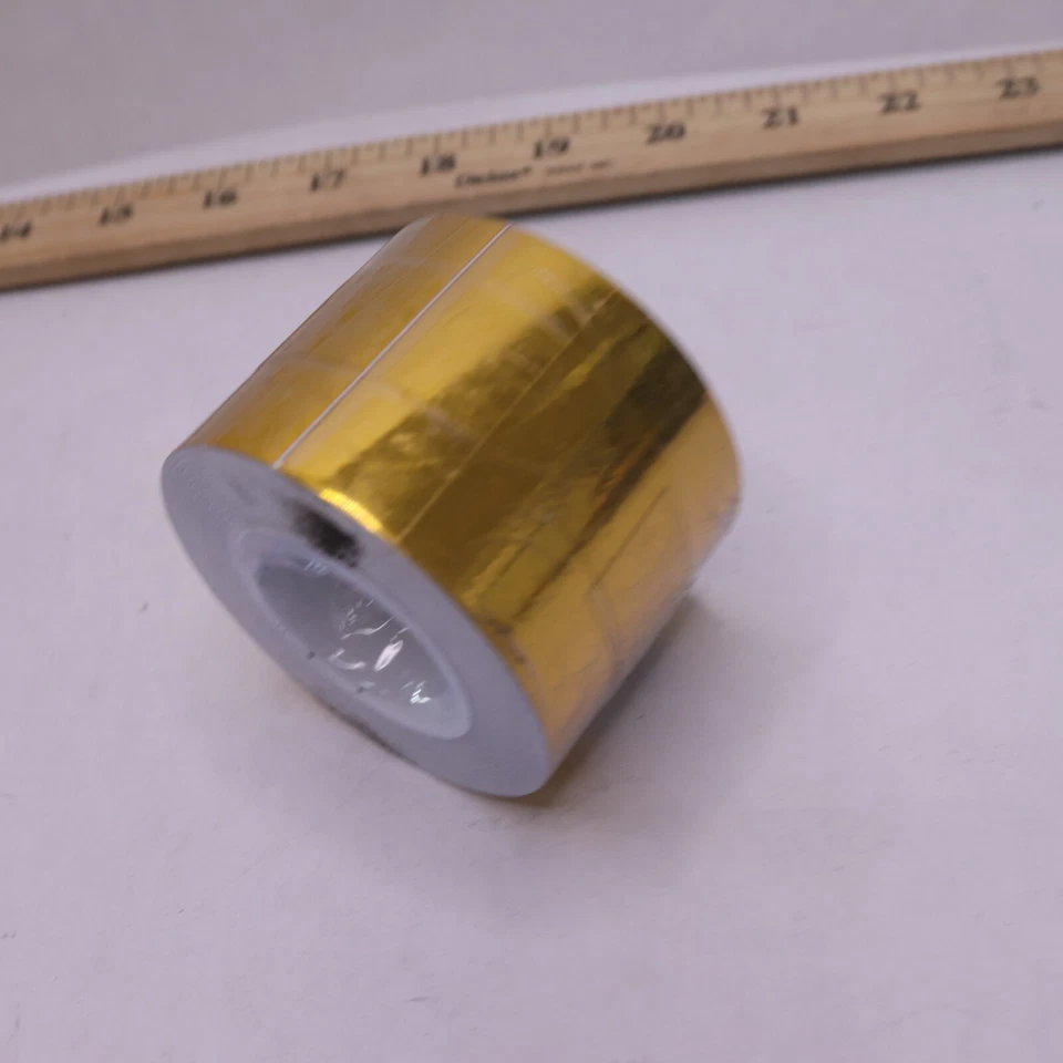 Rollo de cinta adhesiva de vinilo de liberación de aire brillante vívido cromo dorado 2" x 30 pies Foto 2 de 4