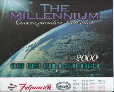 2000 MILLENNIUM Great USA Events WALL CALENDAR given by Felpausch store Mason MI