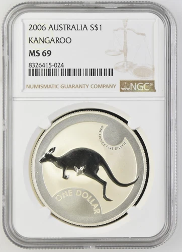 2006 Australia Kangaroo Frosted 1 oz Silver Coin - NGC MS69