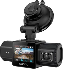 COOAU 1080P WiFi Dual Dash Cam Built-in GPS Front and Inside Dash Camera for Car
