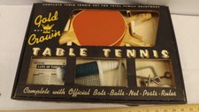 Vtg Gold Crown Official Table Tennis (Ping Pong) Set Pipped Rubber Paddles & Net