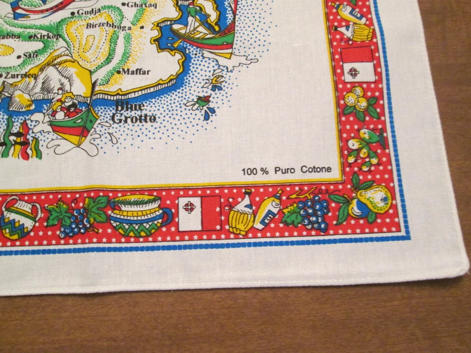 Maltese Island Tea Towel Cotton 22" x 34" Colorful Adjacent Towns Kitch Souvenir - Image 4 of 4