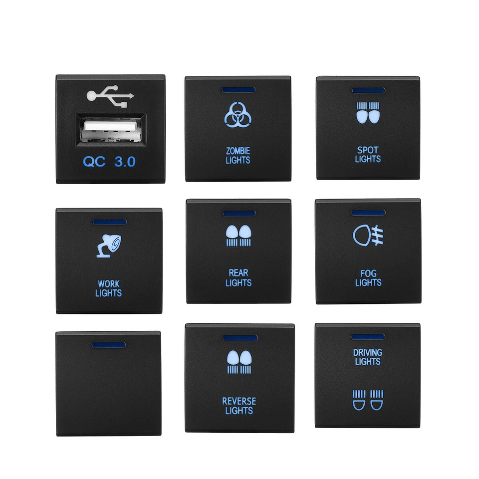 Push Switch Button BLUE LED 12 STYLES For Toyota Land Cruiser Prado Rav4 Hiace - Image 3 of 4