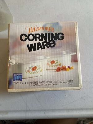 Vtg Set of 2 Corningware 2 3/4 Cup Petite Wildflower Casserole Dish BNIB