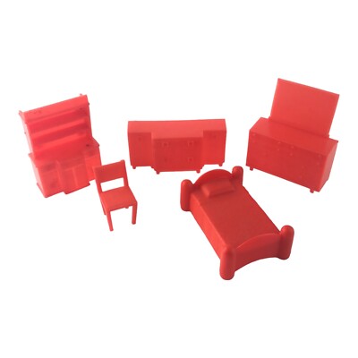 Superior Dollhouse Furniture Orange Dresser Chair Buffet Bed Hutch Bedroom