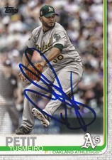 YUSMEIRO PETIT OAKLAND A'S SIGNED 2019 CARD GIANTS NATIONALS ANGELS DIAMONDBACKS