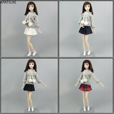 Gray Top Hoodie Sweatshirt Skirt for 11.5" 1/6 Doll Fashion Clothes Set Outfits