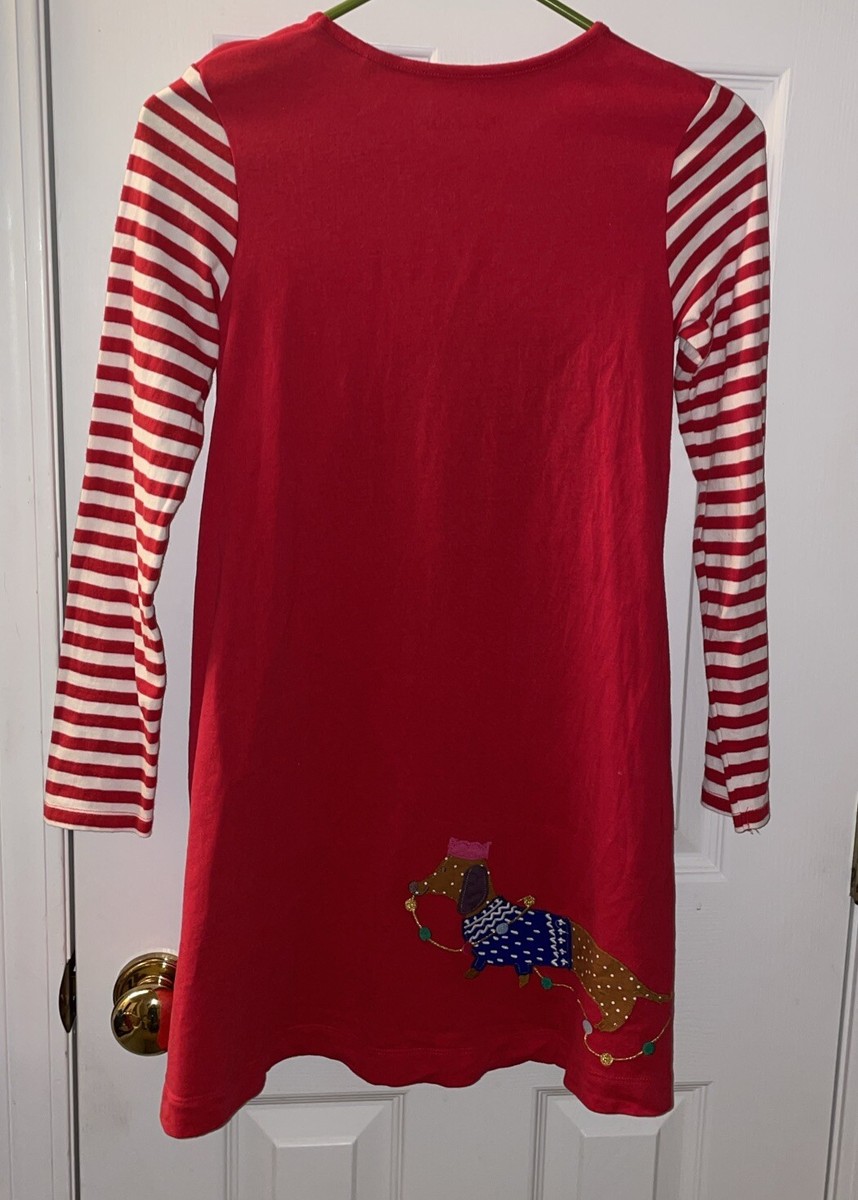 MINI BODEN Festive Holiday Appliqu Christmas Tree Dress 9 10 NWOT | eBay