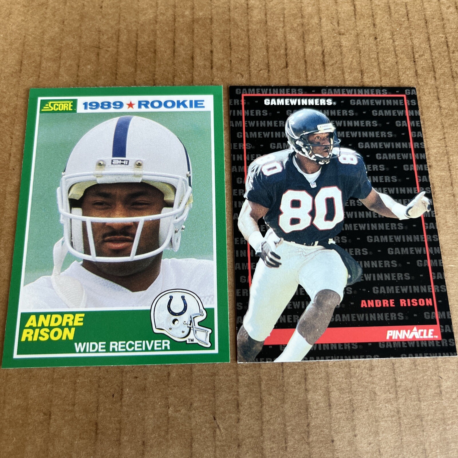 ANDRE RISON 1989 Score RC ROOKIE #272 & 1992 Pinnacle GAME WINNERS #335 (b7)
