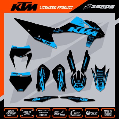 KTM MX Grafikkit Motocross Grafik SX SXF EXC EXCF 125-500 BLOK SCHWARZ/BLAU