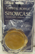 Vtg Crystal Acrylic Showcase Coaster Paperweight Frame Needlework Photo Art