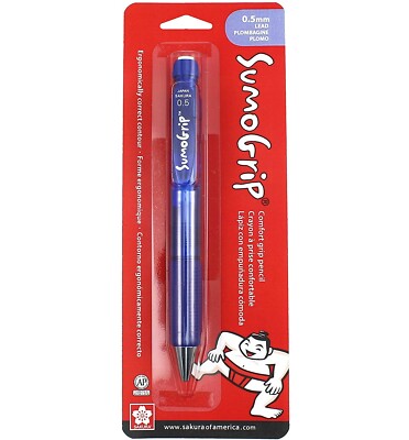 Sakura Sumo Grip Comfort Grip Mechanical Pencil, 0.5mm, Blue Barrel, Pack of 2