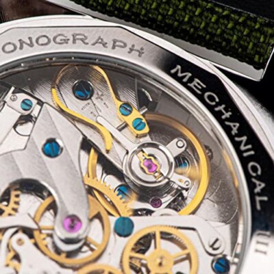 Montre Chronographe Mécanique Sugess Panda - Boîtier Acier 37mm, Cadran Blanc, Bracelet Acier - Neuve