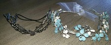 2 PC LOT women METAL HEADBAND TIARA 1 BLUE WHITE 1 SILVER HALLOWEEN ONE SIZE