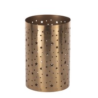 Windlicht Mit Sternen Teelichtglas Adventsdeko Tischdeko Gold Ø11Cm H17Cm