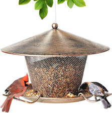 Bird Feeder for Outdoor, Rainproof Weatherproof Metal Hanging Wild Bird Feeder w