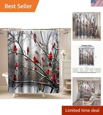 Farmhouse Red Cardinal Shower Curtain - Machine Washable and Stylish 72x78