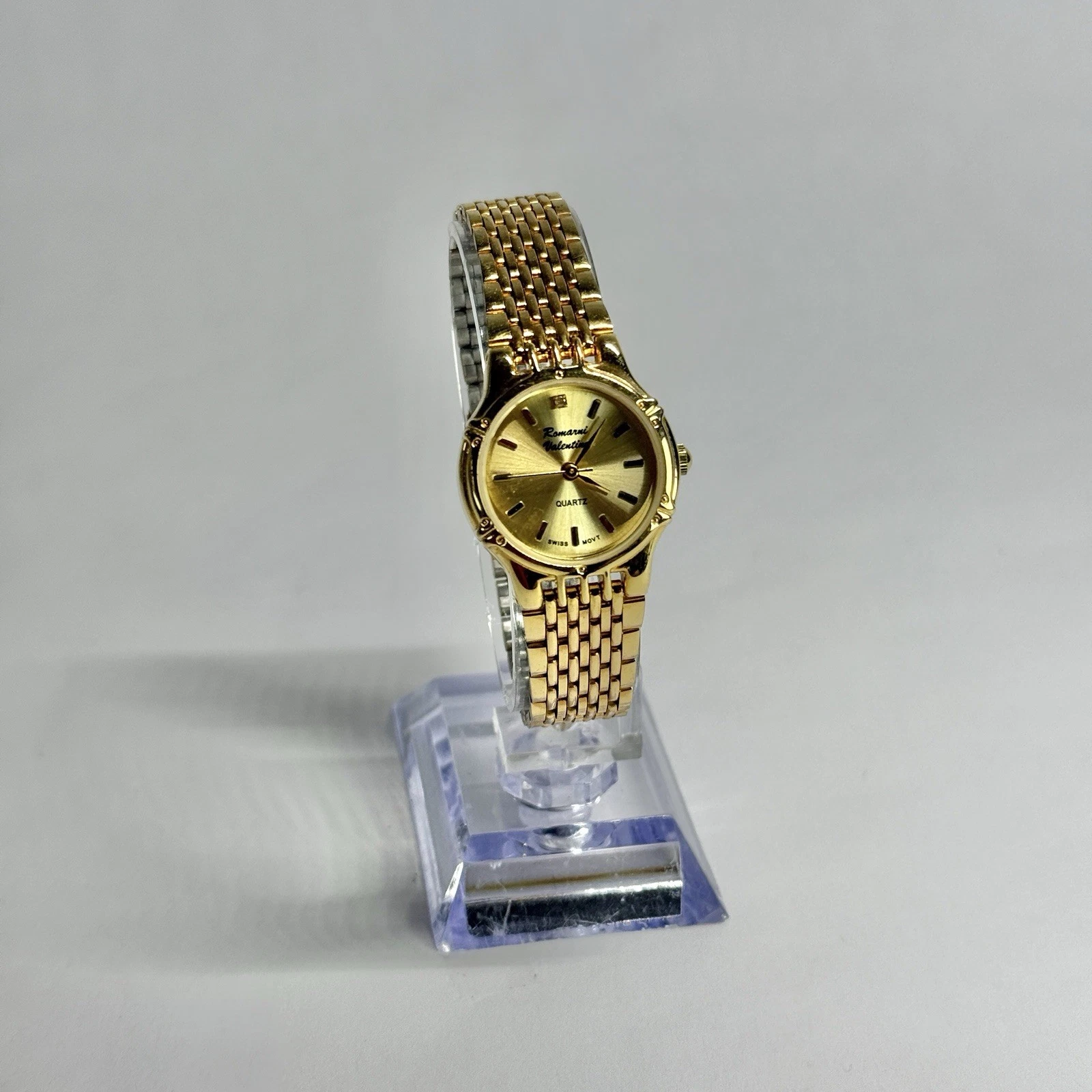 ROMAN VALENTINO Analog Quartz Gold Tone Women Vintage Watch W733 *WORKING
