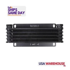 Derale 33601, One 5 Row Plate & Fin Cooler (1/2In Fpt) Black Aluminum Performanc