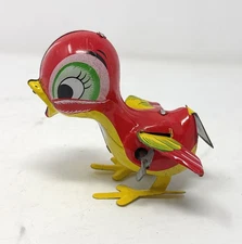 1960´s Mikuni Japan Vtg Wind up Litho Tin Toy Chick Hopping Bird Rare Antique