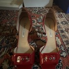 Manolo Blahnik Women’s Red Leather D’Orsay Open Toe Stiletto Buckle 10 — photo 3