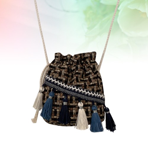 Straw Weaving Bucket Bag Single Shoulder Ethnic Style Tassel Casual Beach - Afbeelding 2 van 11