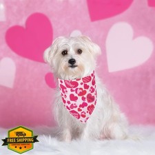 ADOGGYGO Valentine Dog Bandanas 4pk, Red/Pink Hearts, Large, Triangle Scarf