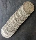 Lot of 10 50c Walking Liberty Silver Half Dollars