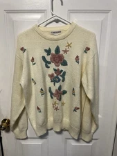 Vintage Alfred Dunner Cream Floral Sweater