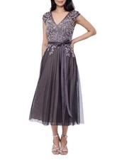 Xscape Womens Gray Beaded Mesh Dress Size 6