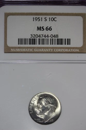 1951 S NGC MS66 ROOSEVELT DIME #B51542