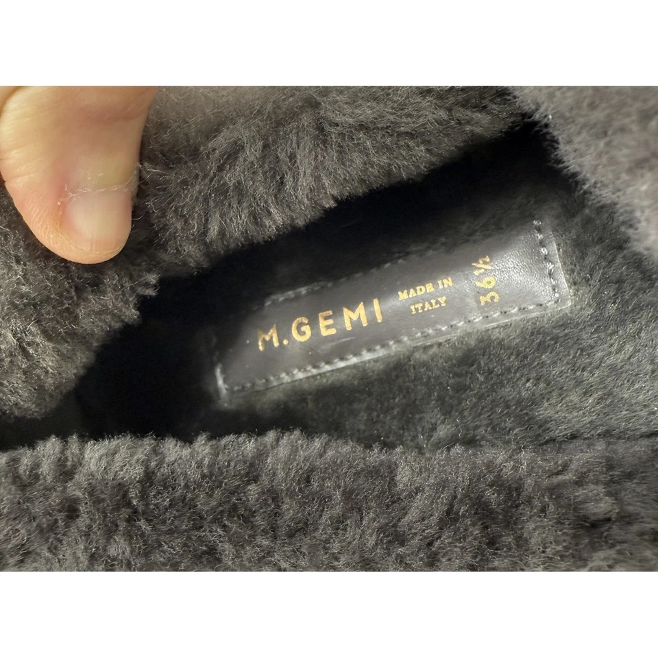 M.Gemi Zapatos Mujer 6.5 Negro Cuero Oveja Zapatillas Sin Cordones Hechos en Italia Foto 3 de 4