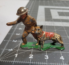 Vintage 1930's Manoil Barclay Lead Toy WWI Soldier with Dog B-148 K9 Handler