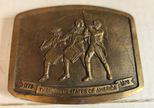 Bicentennial 1976 USA Revolutionary war Soldiers Brass C P Romuno Belt Buckle