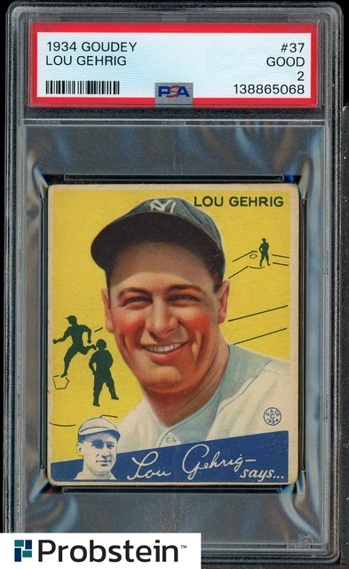 1934 Goudey #37 Lou Gehrig New York Yankees HOF PSA 2 GOOD