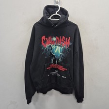Childish Hoodie Alien UFO Black Cotton Oversized Pullover Hoodie Size Medium