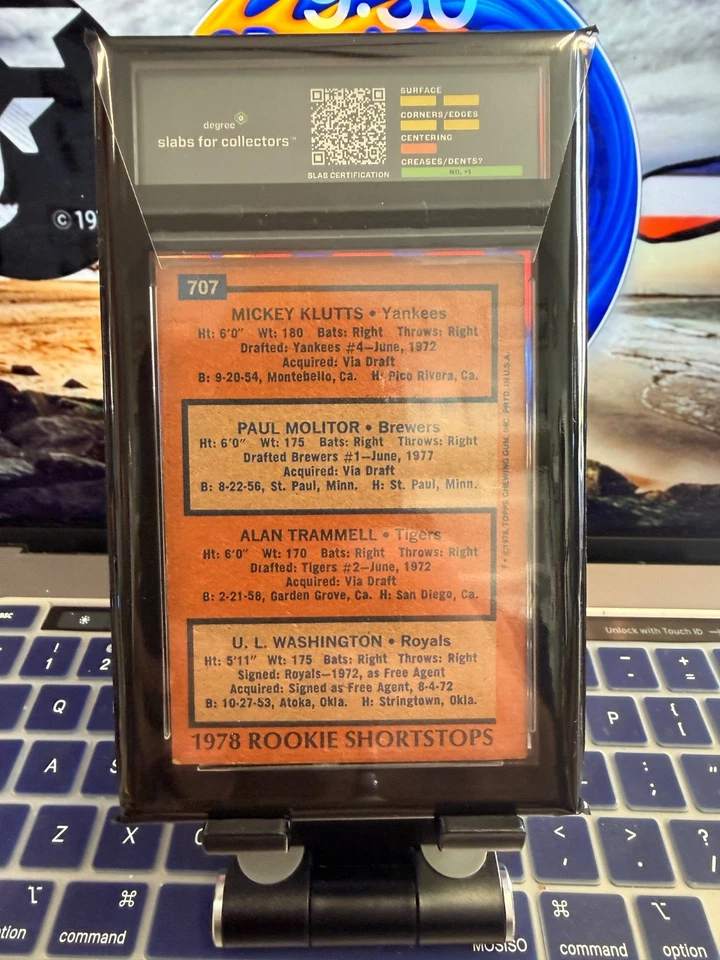 Topps RC 1978 Paul Molitor, Alan Trammell novato #707 grado 6 Foto 2 de 2