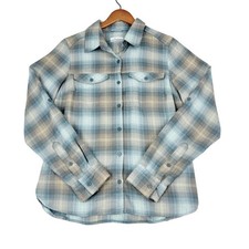 Columbia Omni-Shade Flannel Shirt Womens Medium Plaid Long Sleeve Button Up