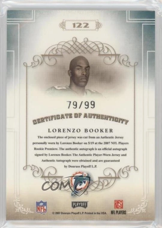 2007 Playoff National Treasures Rookie /99 Lorenzo Booker #122 Rookie Auto RC - Image 2 of 2