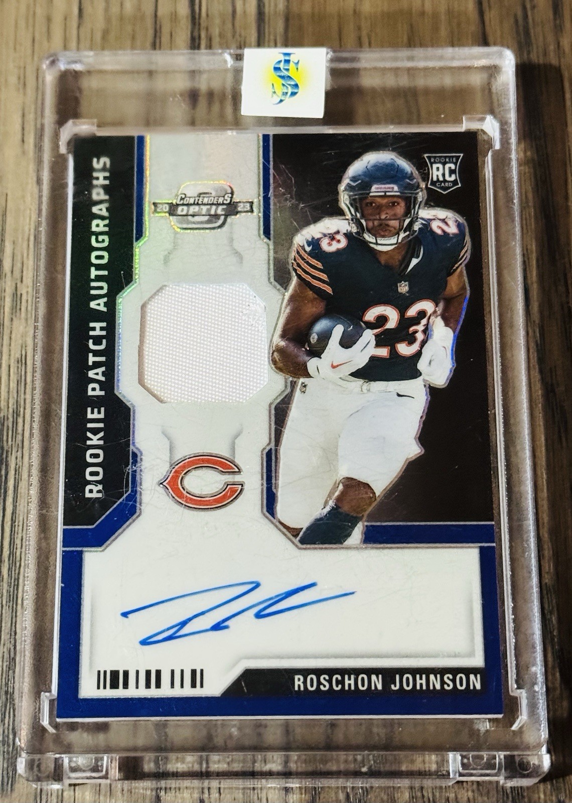2023 Contenders Optic Roschon Johnson Rookie Patch Auto RC RPA Blue /50