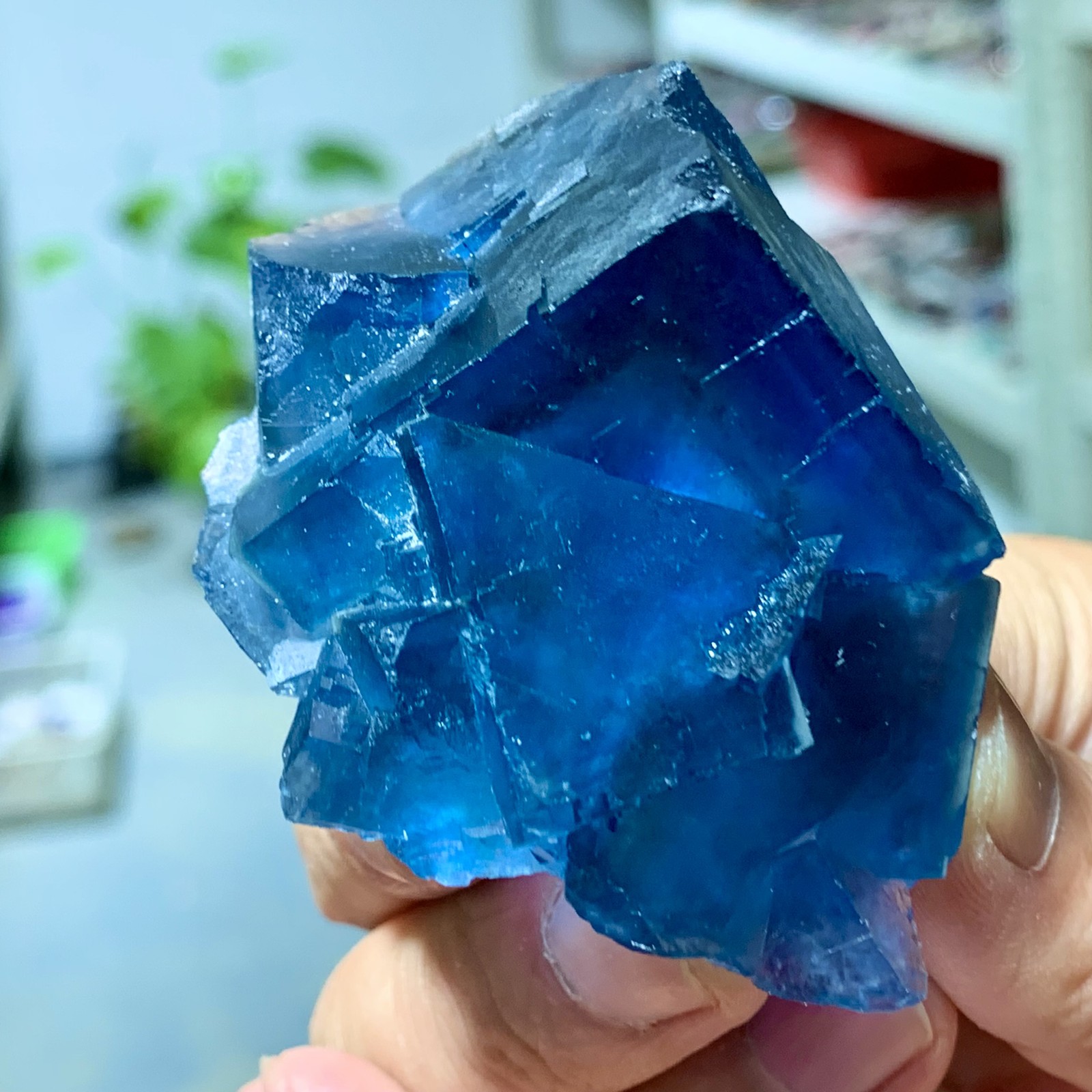 98G Transparent Blue-Green Cubic Fluorite Crystal Specimen from China