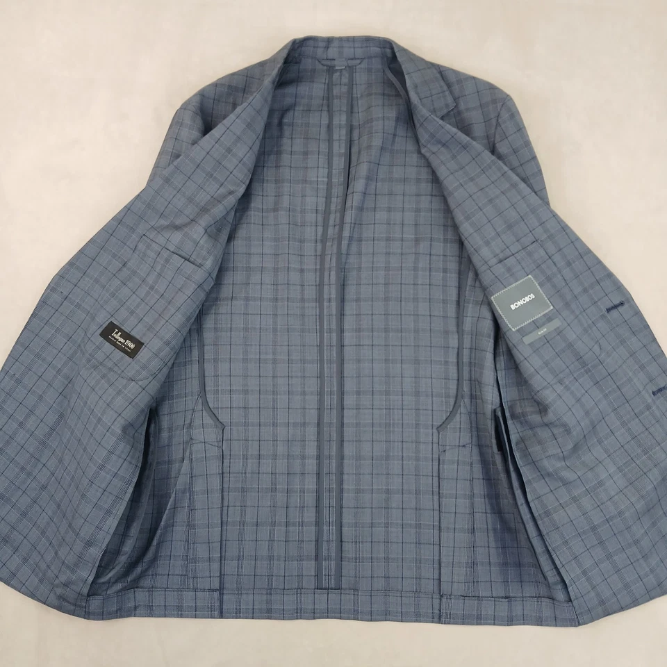 Bonobos Tollegno 1900 40R Mens Sport Coat Blazer Plaid 19x29 Stretch Slim FLAWS - Image 4 of 4