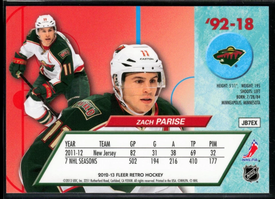 2012-13 Fleer Retro 1992-93 Ultra #92-18 Zach Parise - Image 2 of 2