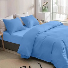 4 Piece Reversible Duvet Cover Bedding Set & Fitted Sheet & pillowcases All Size