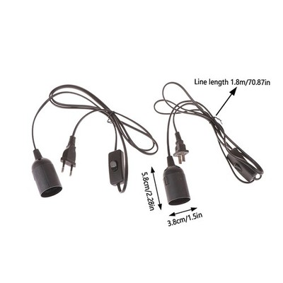 1pc EU US -Stecker 1,8 m Netzkabelkabel E27 Lampenbasishalter mit Schalterdraht 
