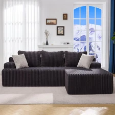 96” Modular Sectional Sofa Couches L-Shape Couch 3 Seat Modular Sofa Memory Foam