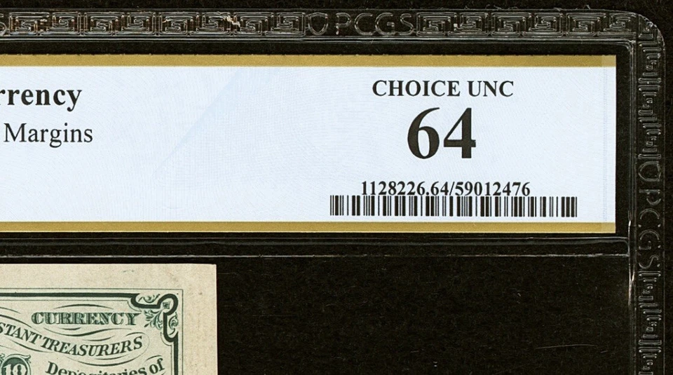 PCGS ChUNC 64. FR# 1243 Fractional 1862 Union Currency 10c Civil War FIRST Issue - Image 4 of 4