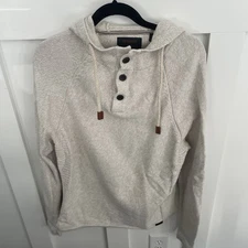 Men’s Outpost Makers Large 3 Button Front Hooded Pullover Sweater-Oatmeal Color