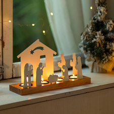 Presepe Di Natale Portacandele: Presepe Piccoli Di Tavola Bianco Con Base in Leg