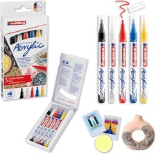 Image of edding 5300 acrylic marker fine - multicolour - set of 5 acrylic paint markers